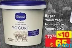 BİRŞAH YARIM YAĞLI HOMOJENİZE YOĞURT 2 KG